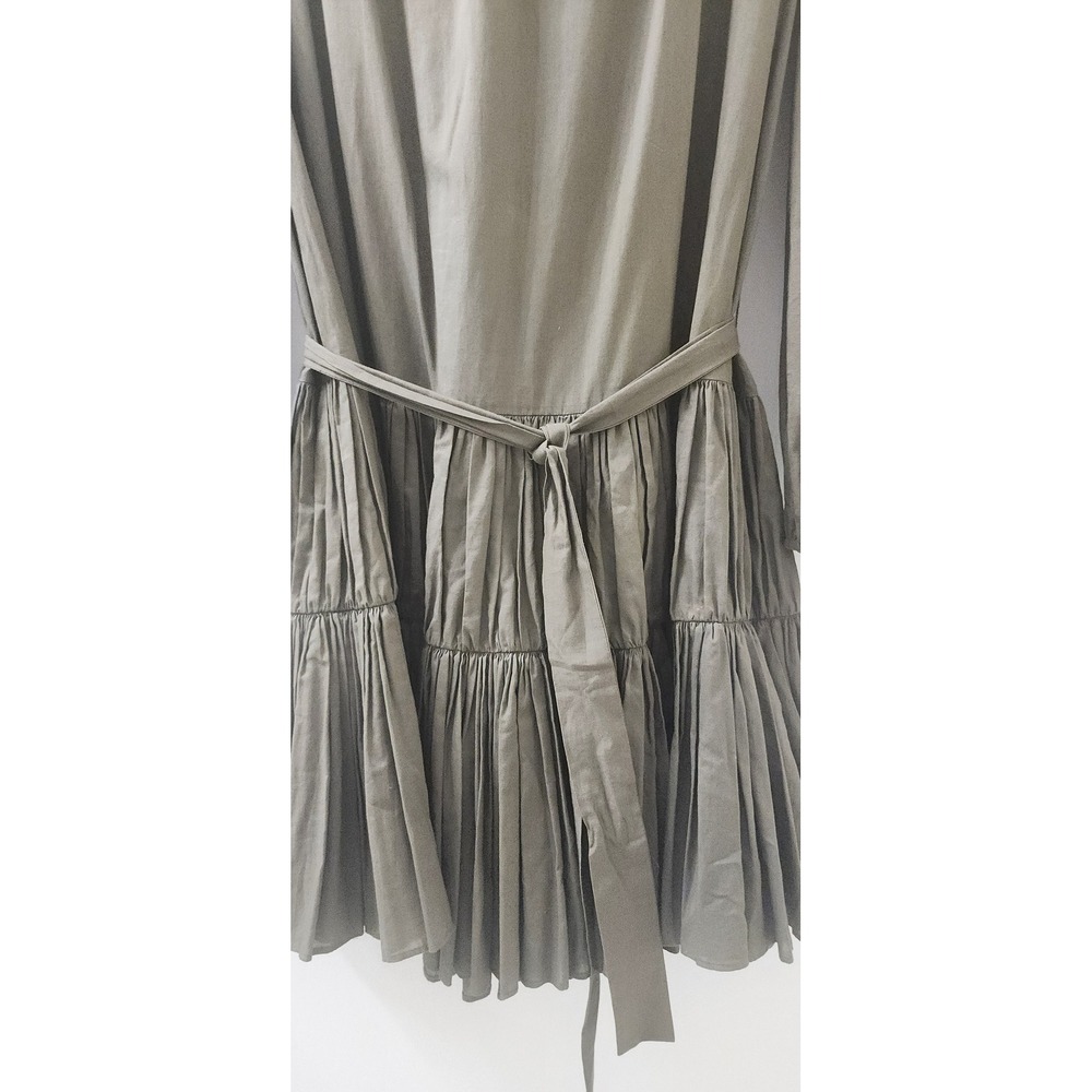 Maje Olive Green Ruffle Tiered Mini Dress Long Sleeve Belted Size 36 US 4 6 - Picture 2 of 8